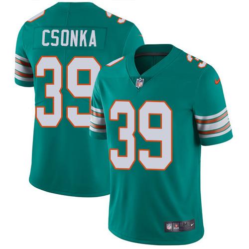 Nike Miami Dolphins 39 Larry Csonka Aqua Green Alternate Youth Stitched NFL Vapor Untouchable Limited Jersey
